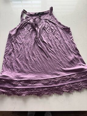 White House Black Market Lavender Crochet-Hem Tank Top